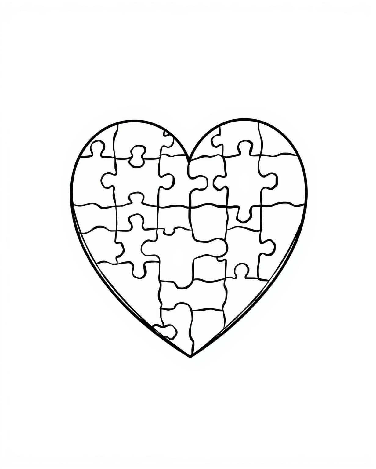 Puzzle Heart Coloring Page