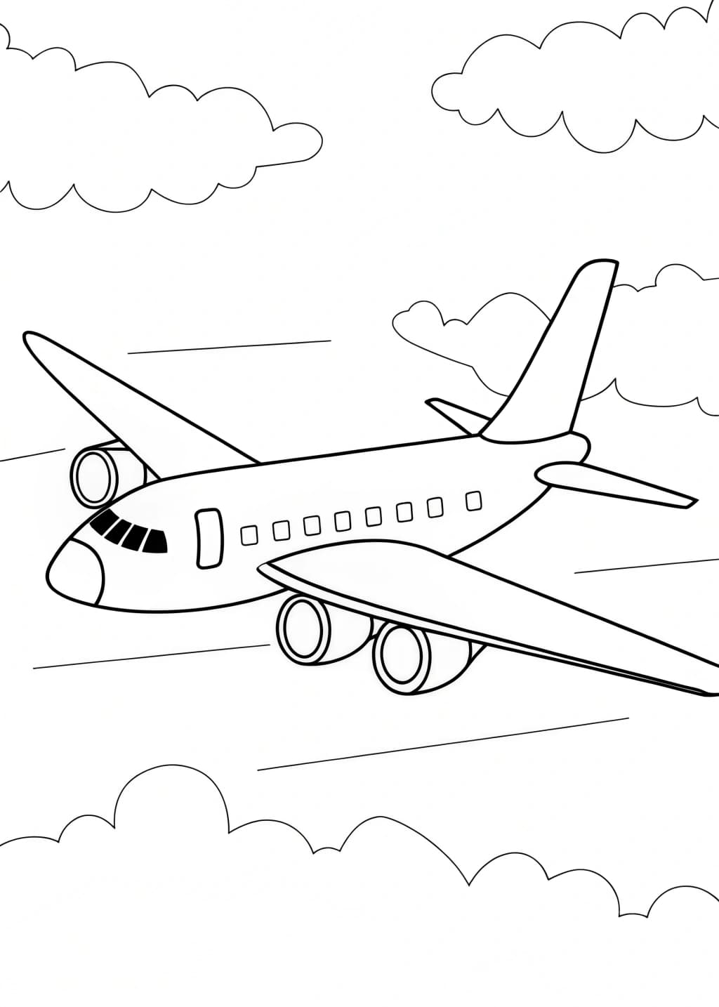 Realistic Airplane Coloring Page