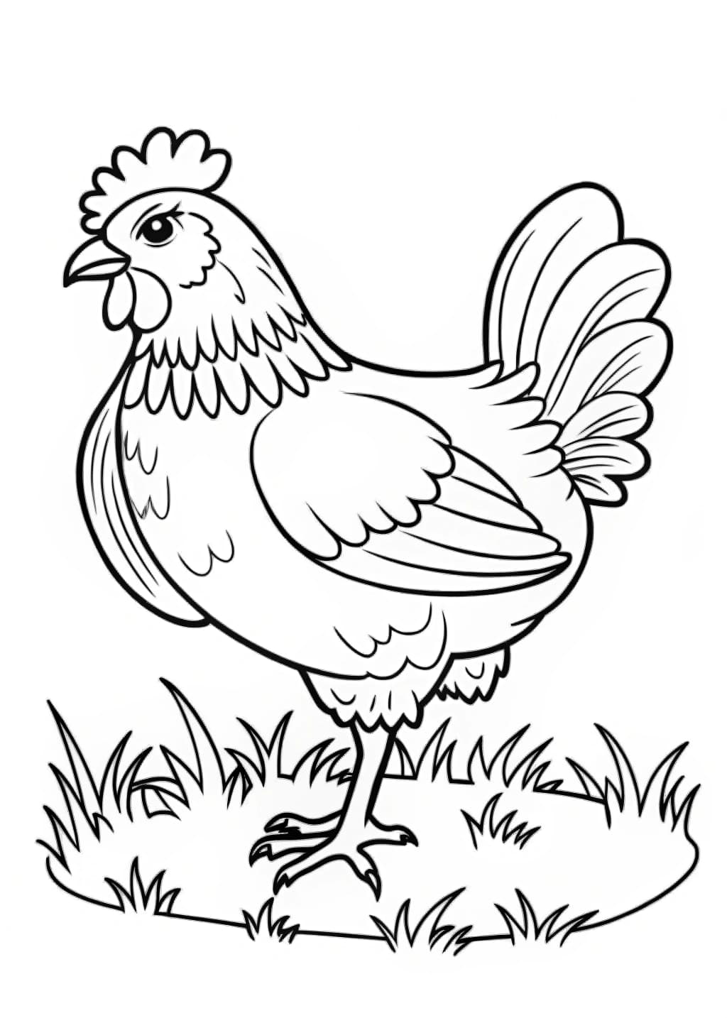 Realistic Chicken Coloring Page
