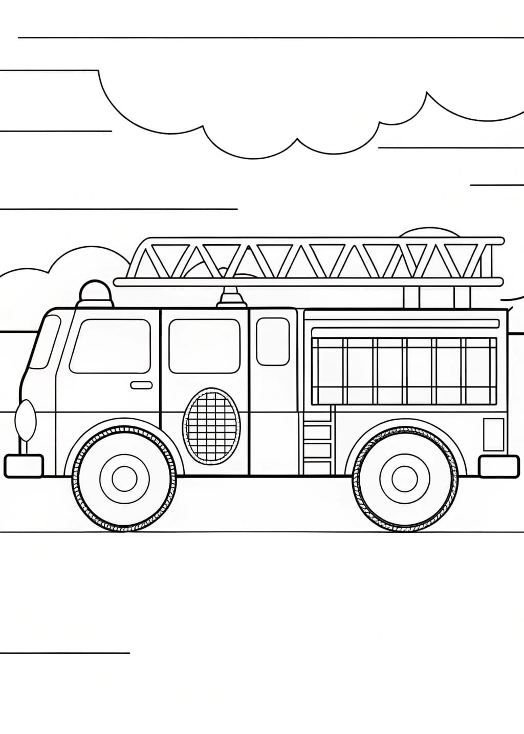 Realistic Fire Truck Coloring Page