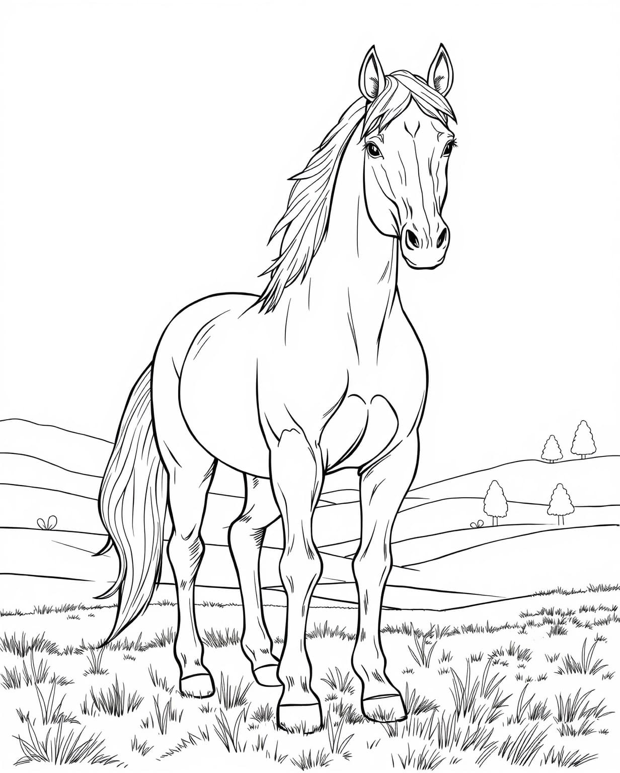 Realistic Horse Coloring Page