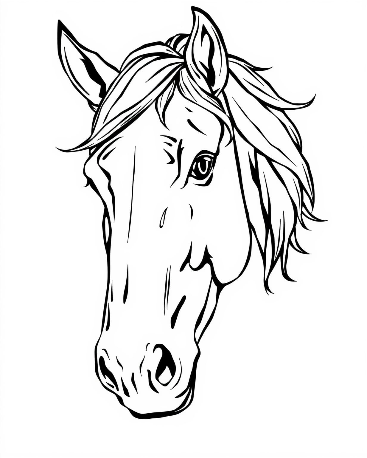 Realistic Horse Head Coloring Page