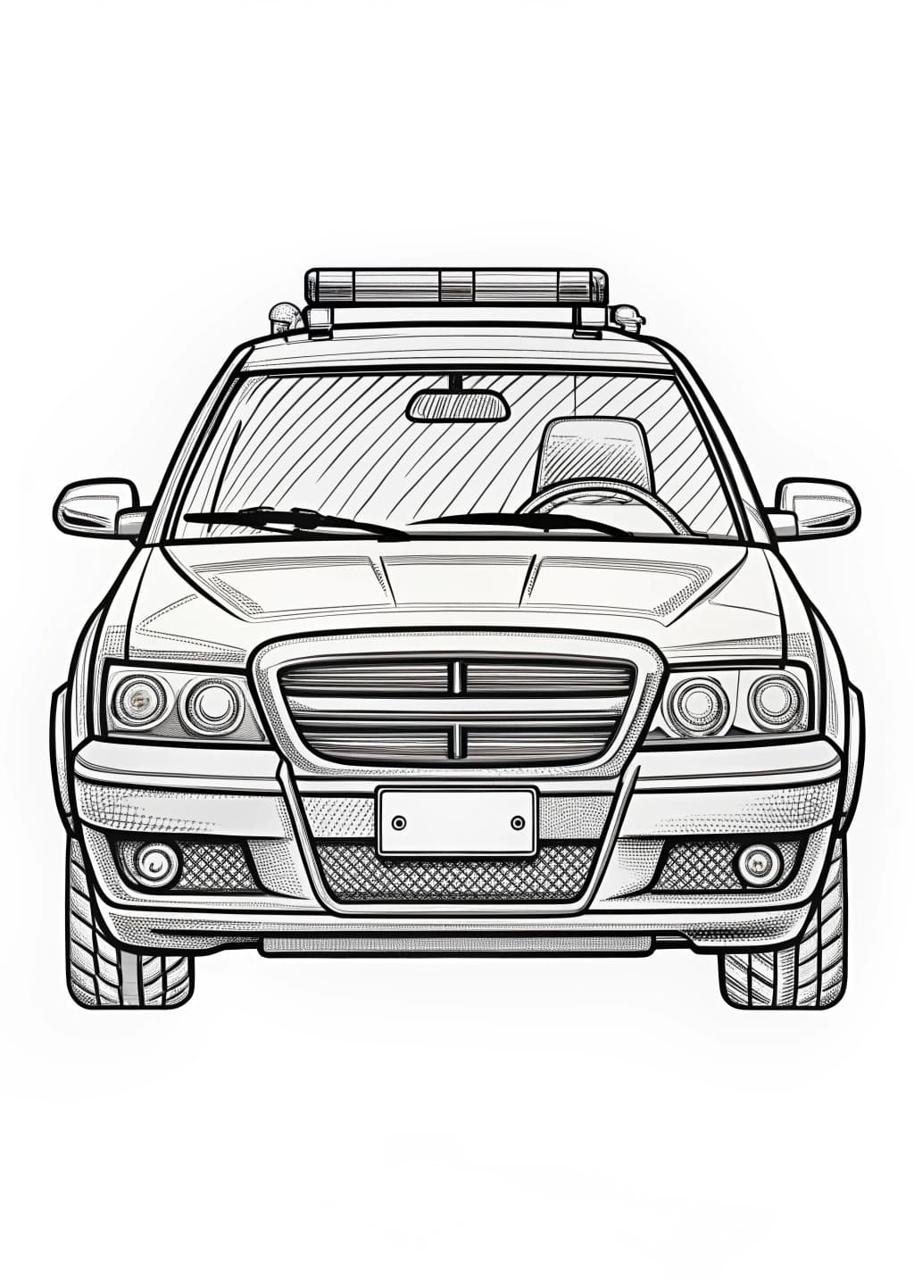 Realistic Police Car Coloring Page