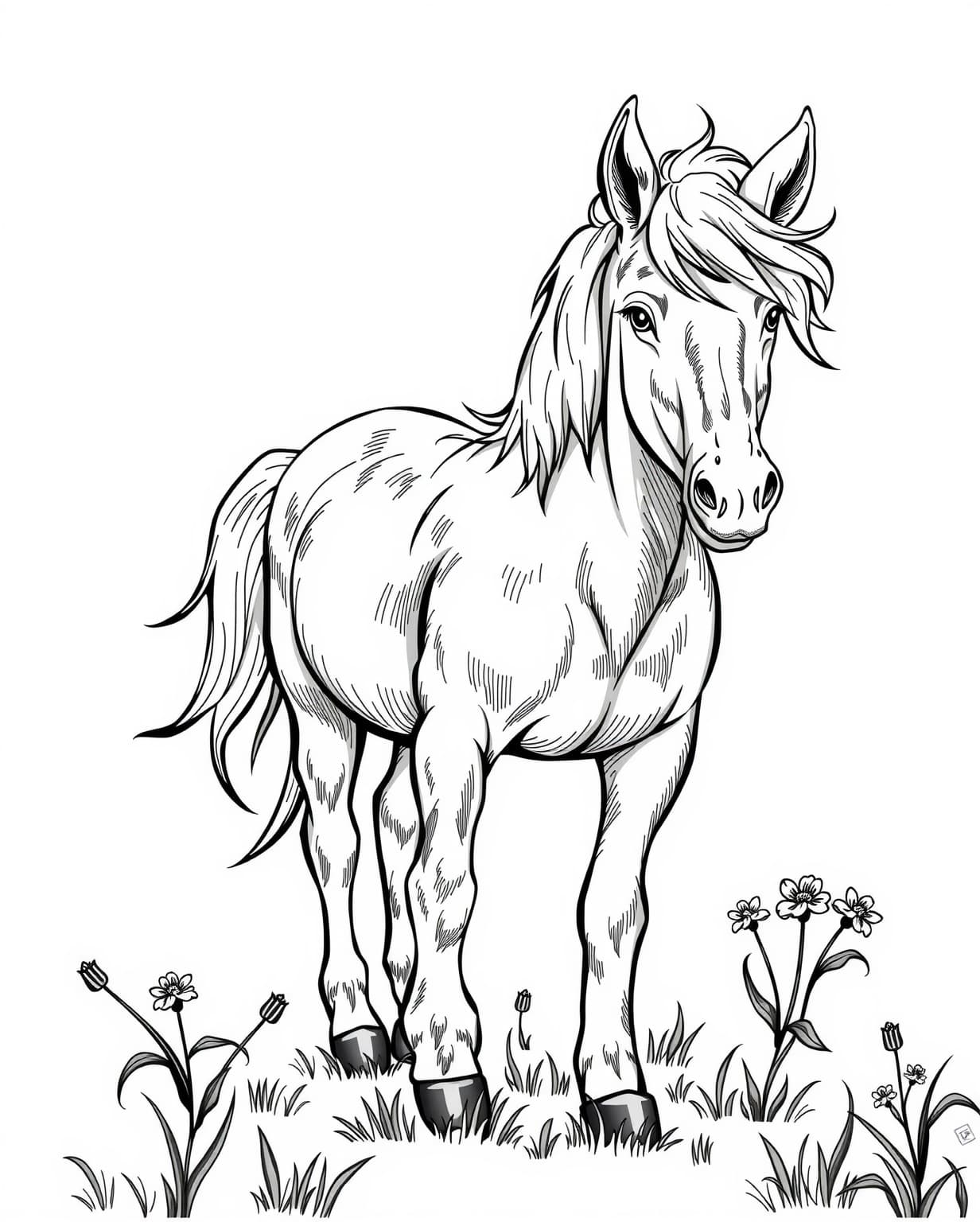 Realistic Pony Coloring Page