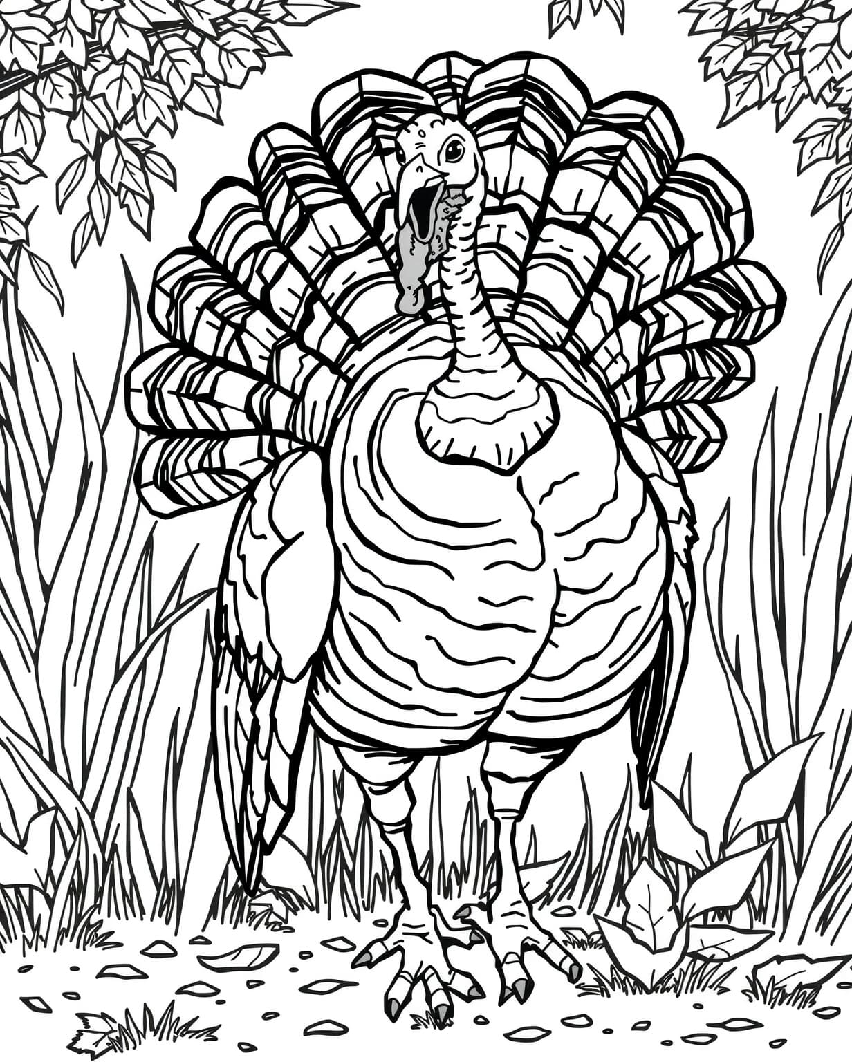 Realistic Turkey Coloring Page