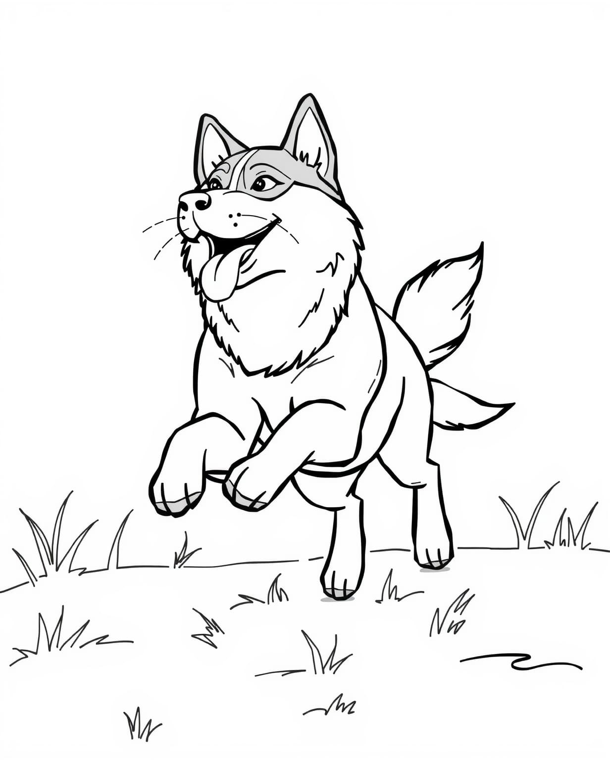 Running Husky Coloring Page