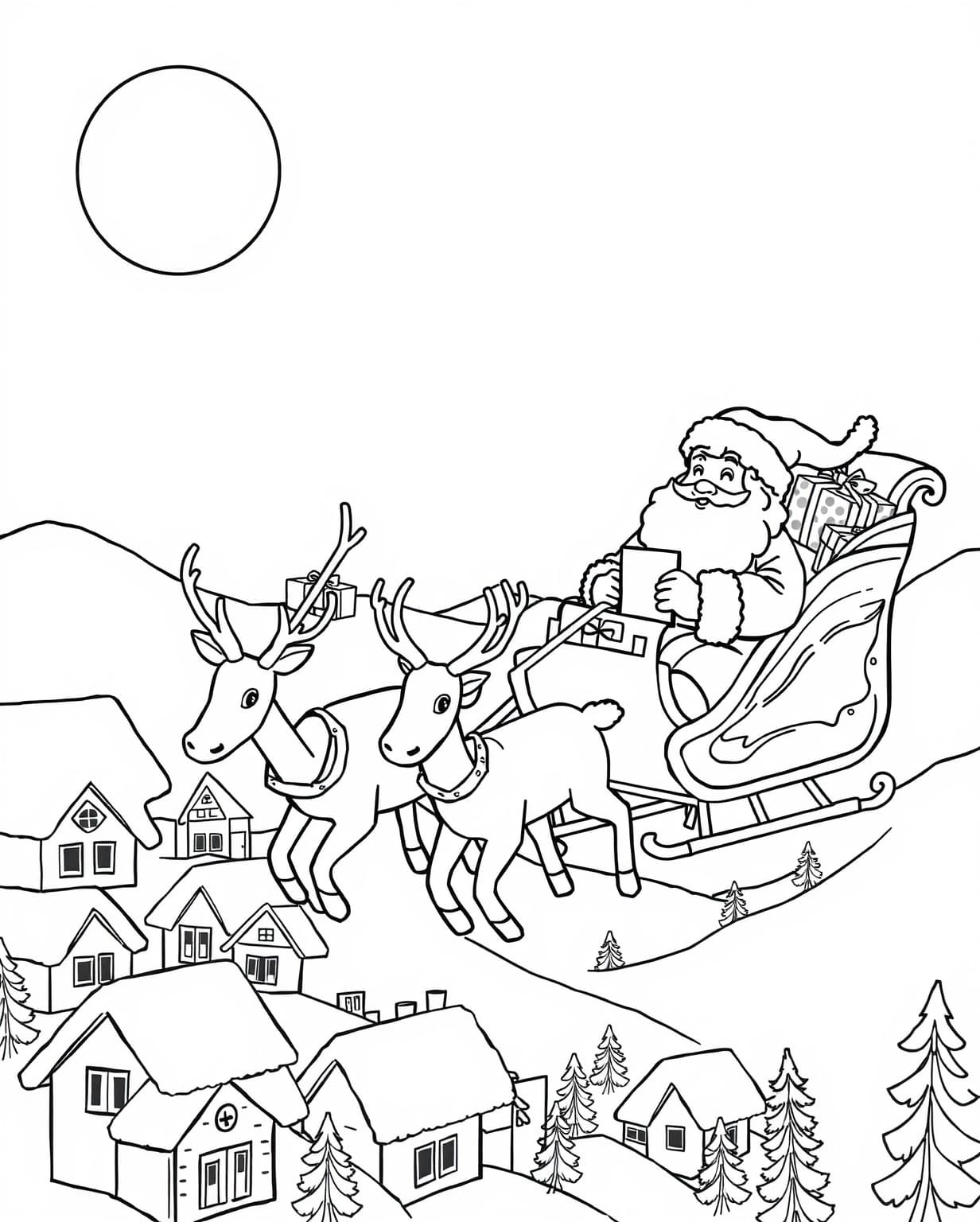 Santa Delivering Gifts Coloring Page