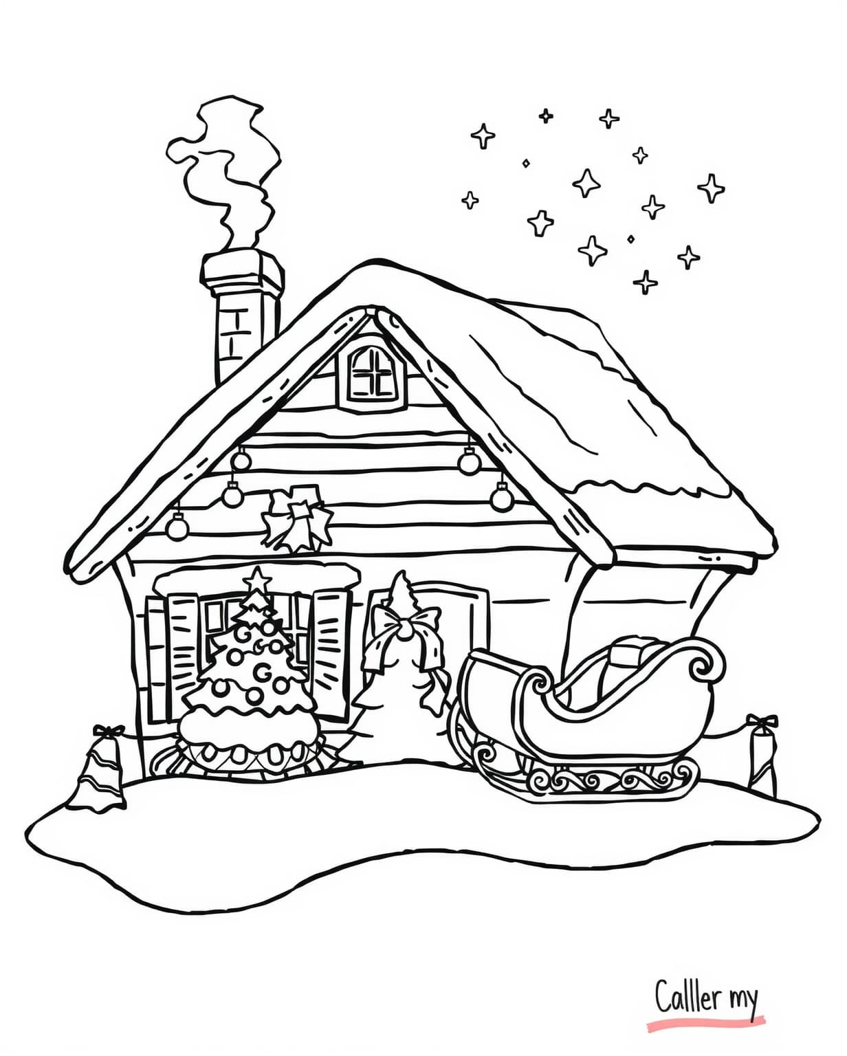 Santa's House Coloring Page