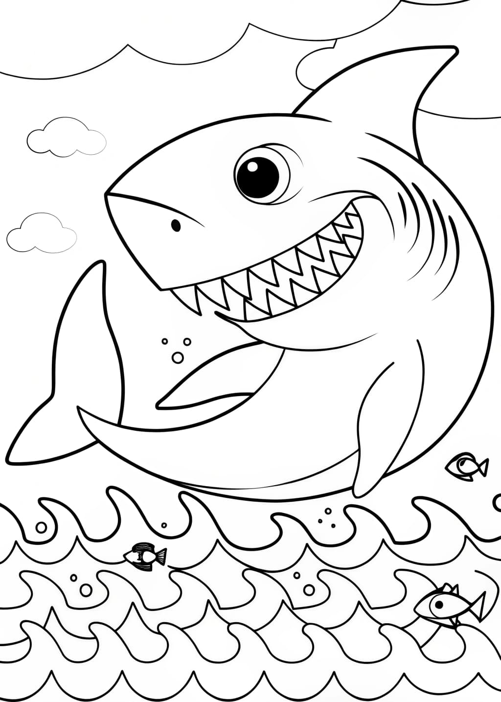 Scary Shark Coloring Page