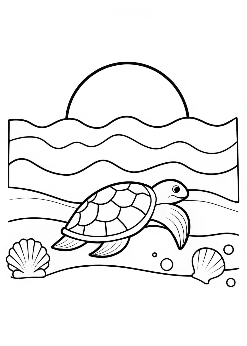 Sea Turtle On The Beach Coloring Page