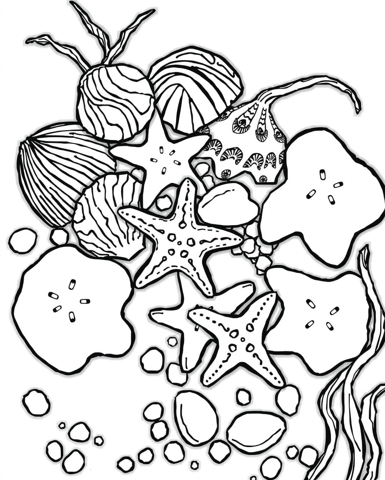 Seashell Collection Coloring Page