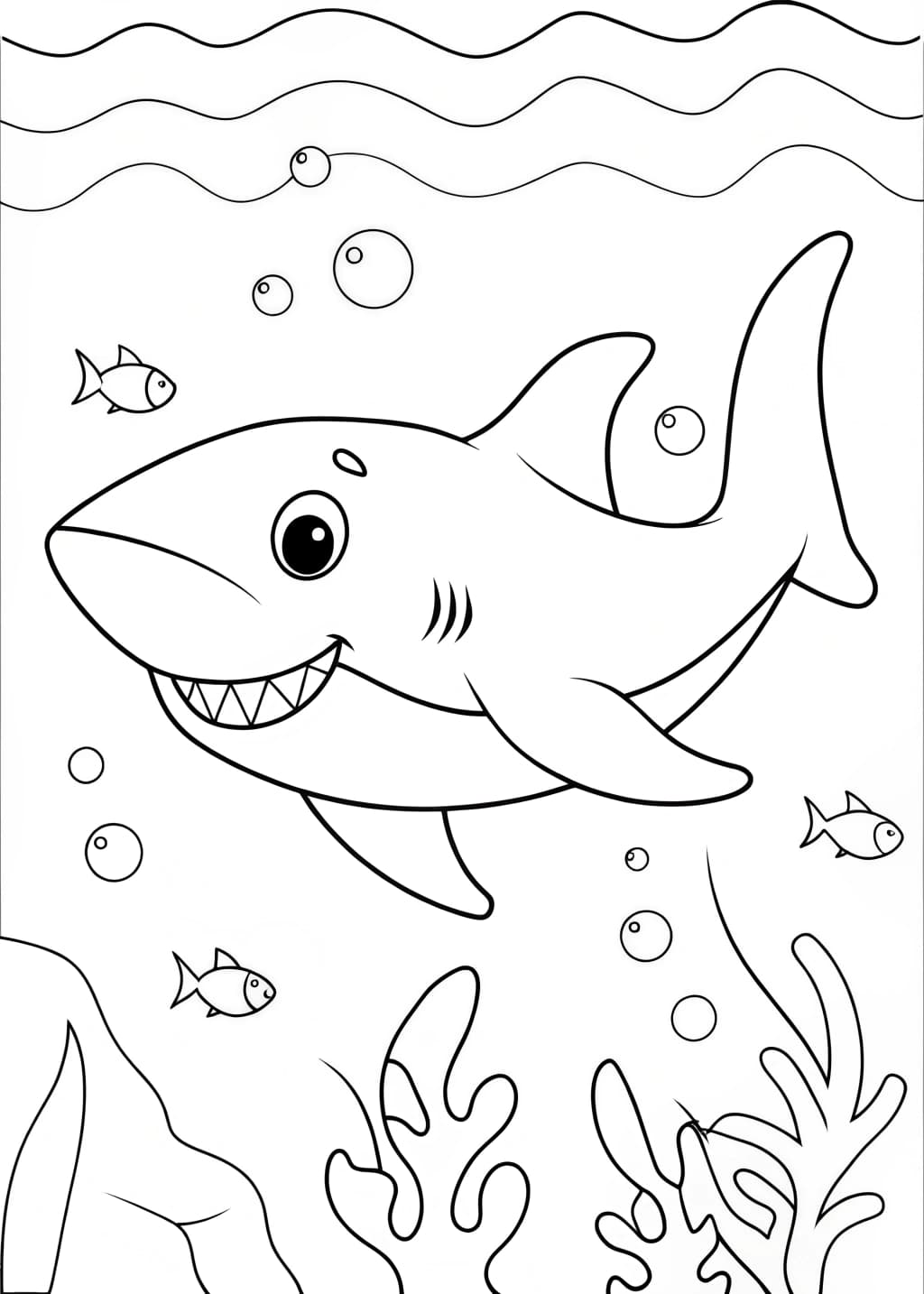 Shark Coloring Page For Kids