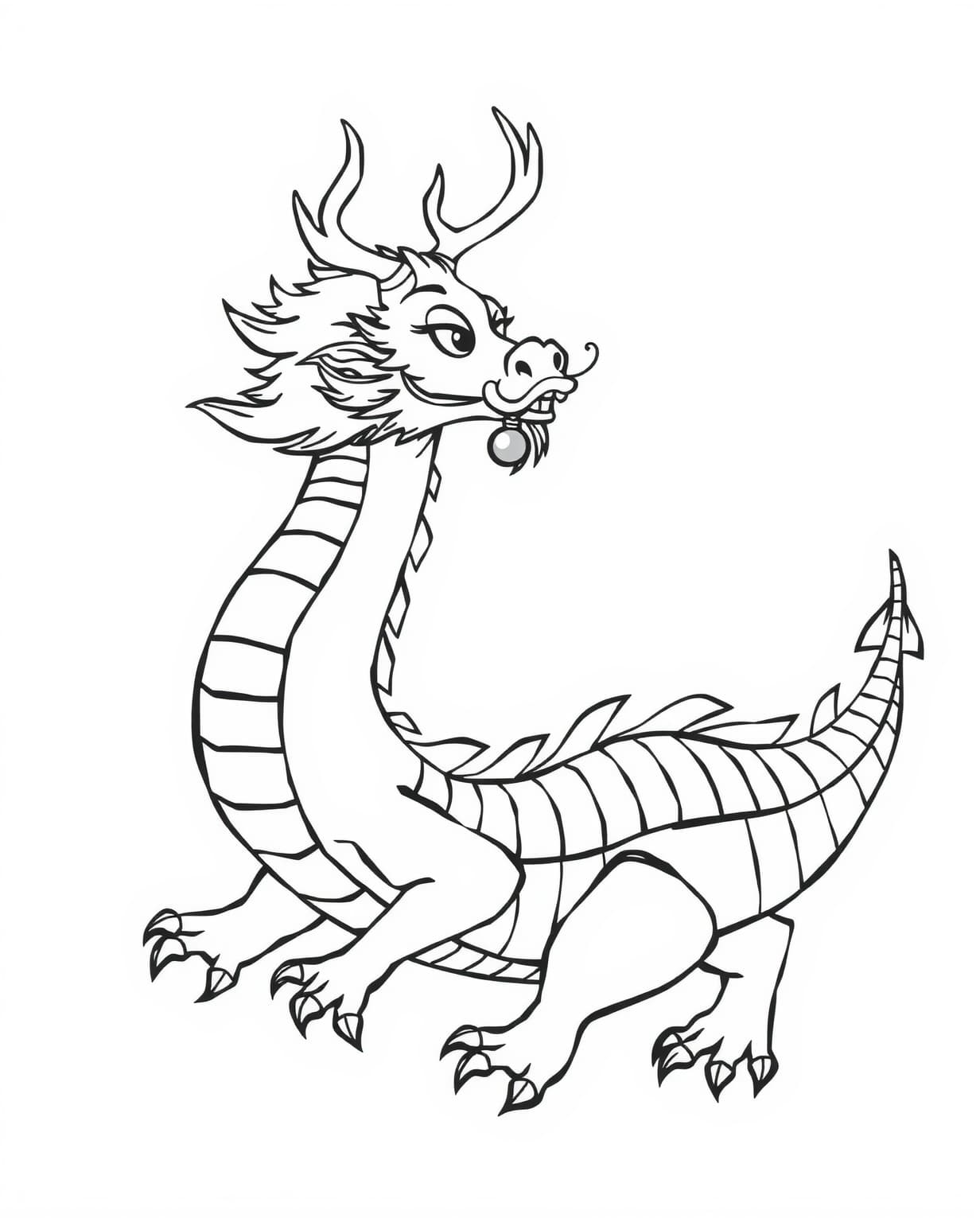 Simple Chinese Dragon Coloring Page