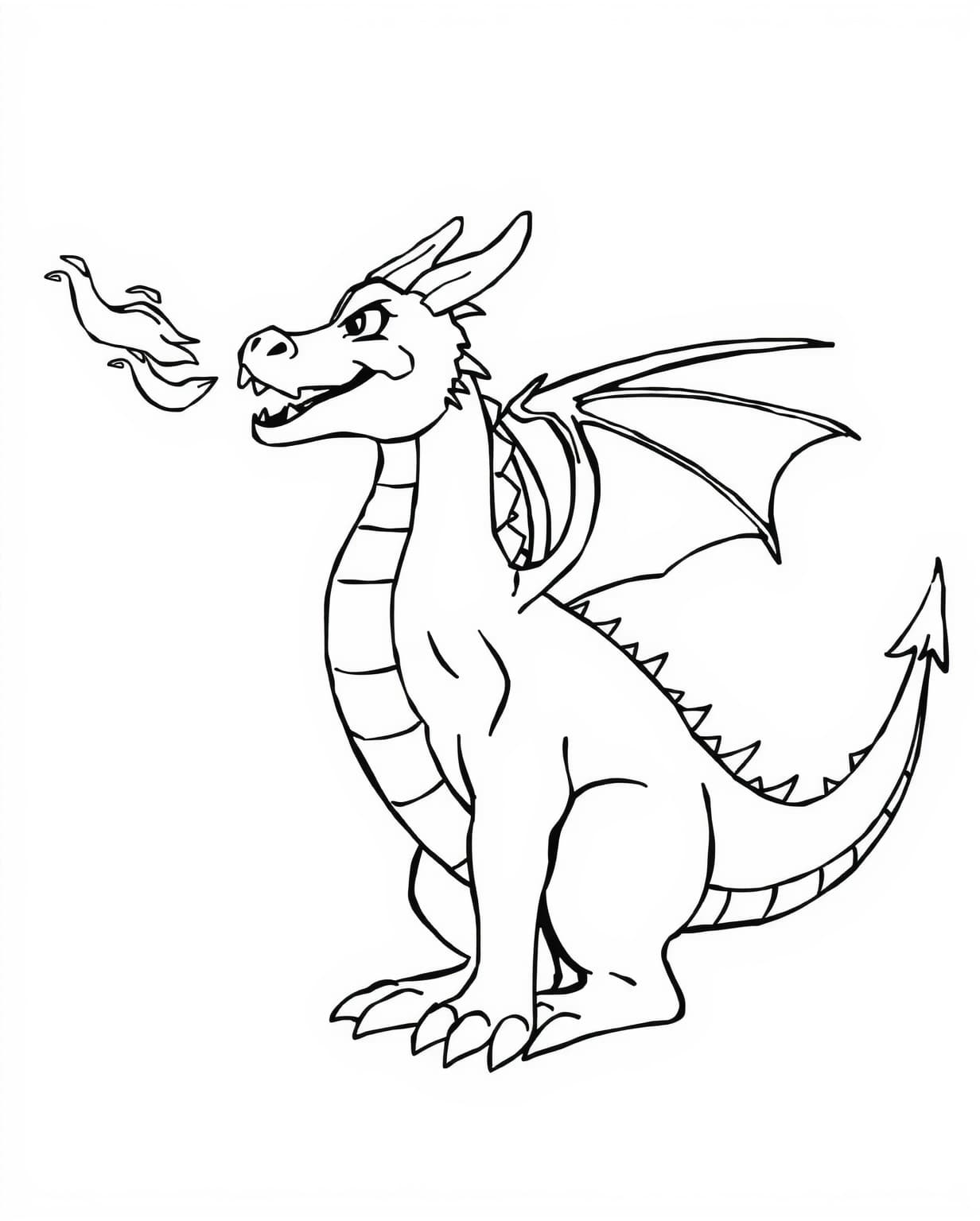 Simple Fire Dragon Coloring Page