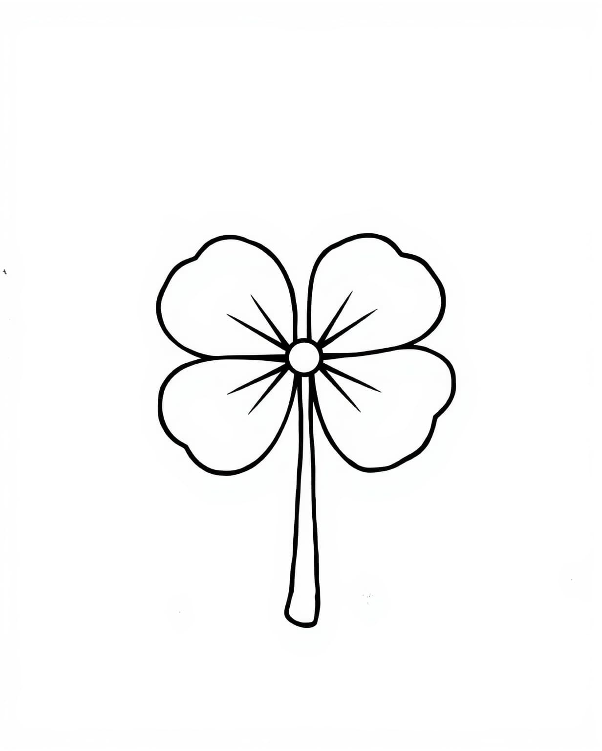 Simple Four-Leaf Clover Coloring Page