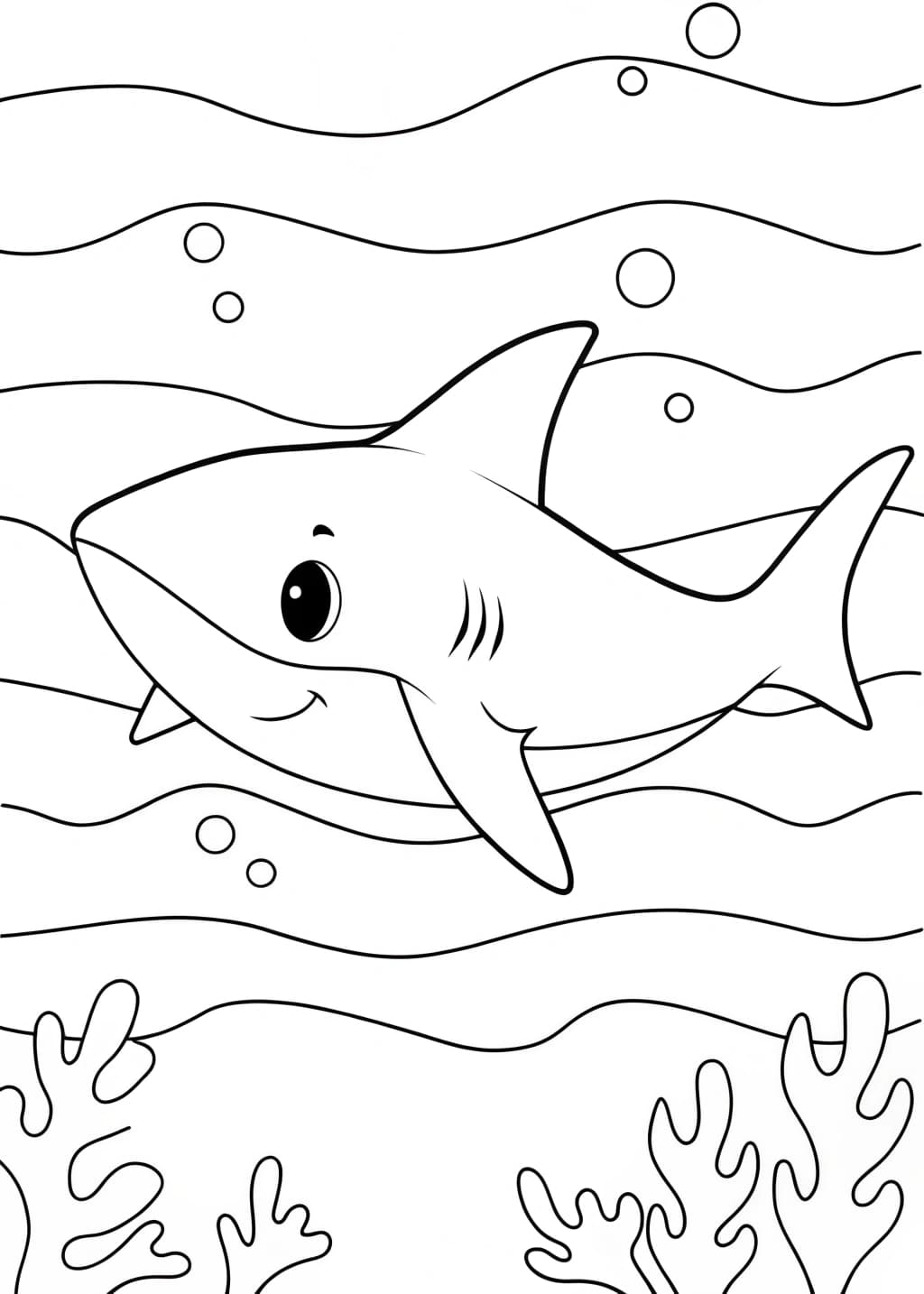 Simple Shark Coloring Page