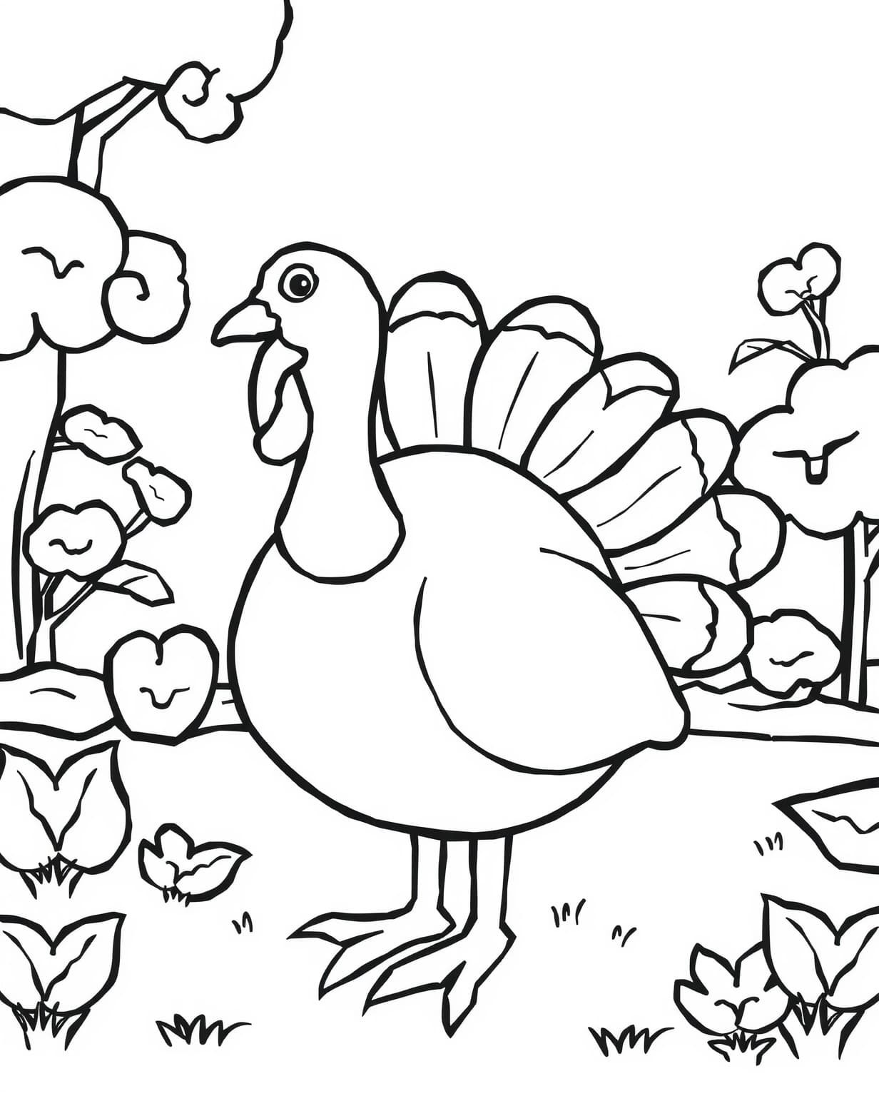 Simple Turkey Coloring Page