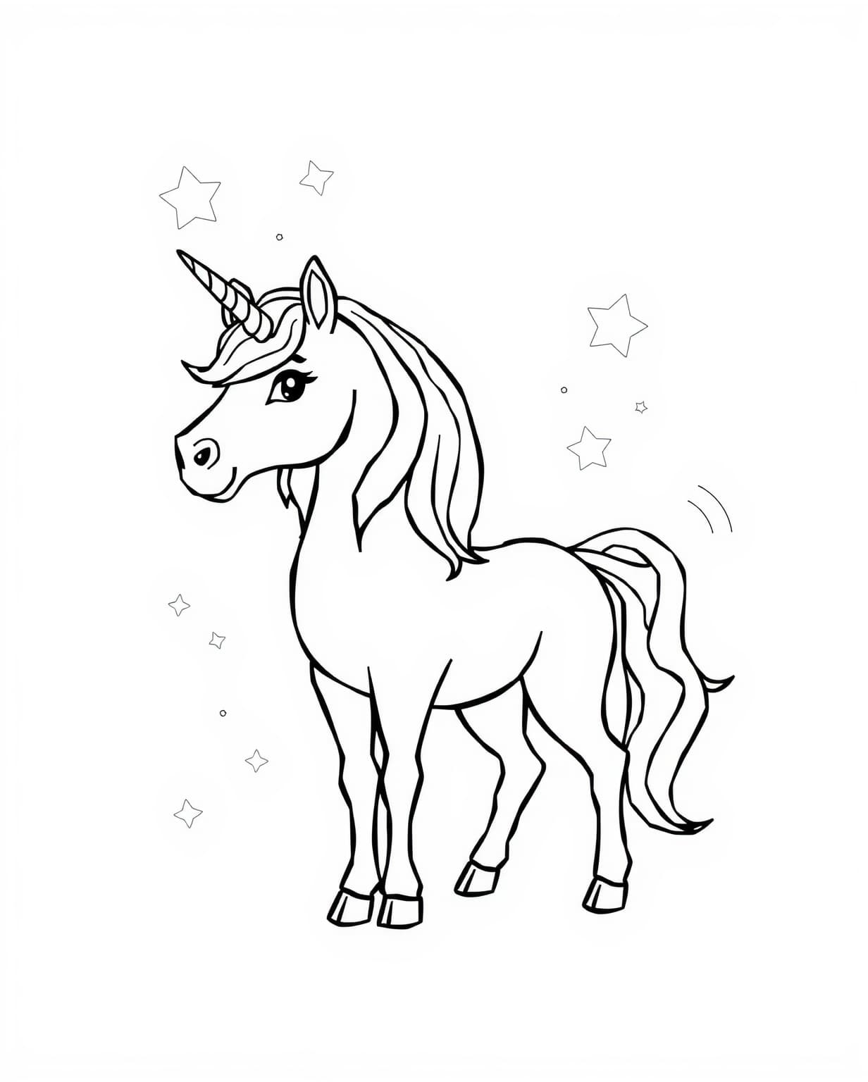 Simple Unicorn Coloring Page