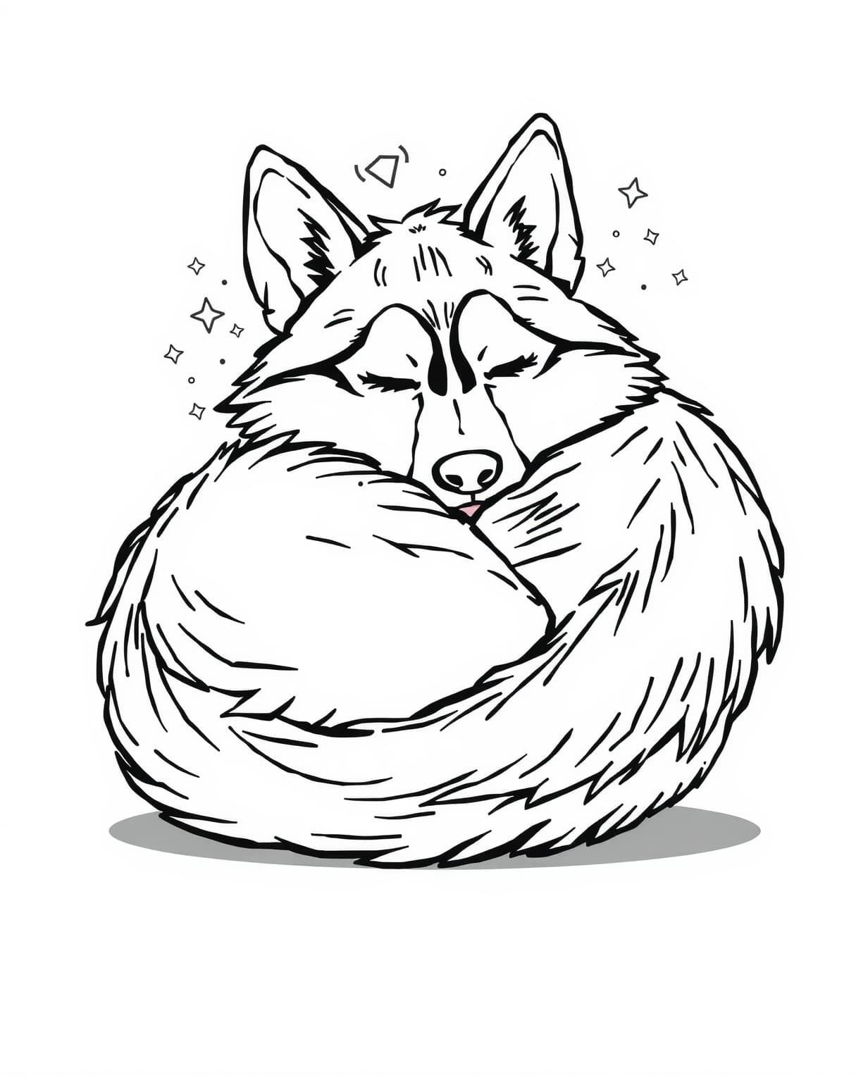 Sleeping Husky Coloring Page