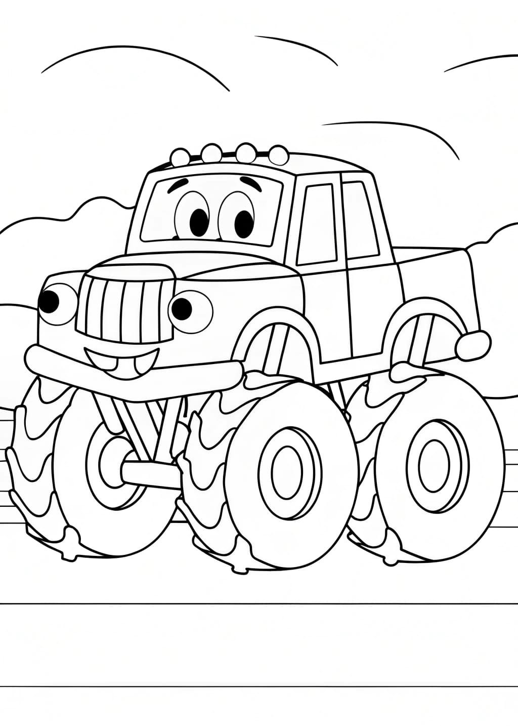 Smiling Monster Truck Coloring Page