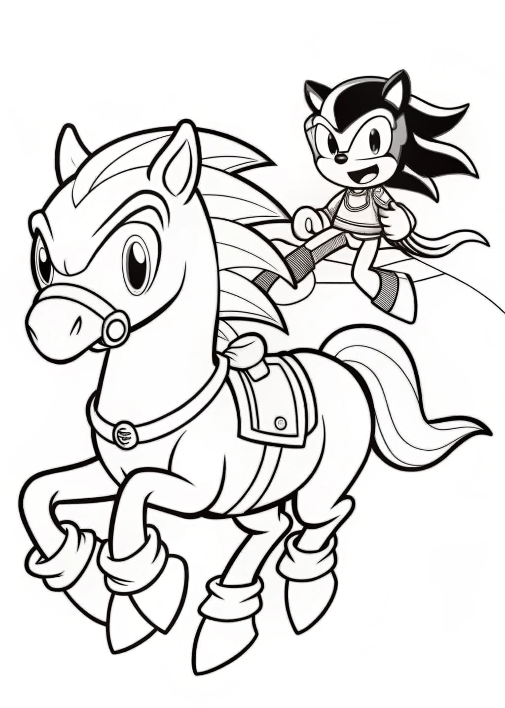Sonic And Horse Racing Coloring Page