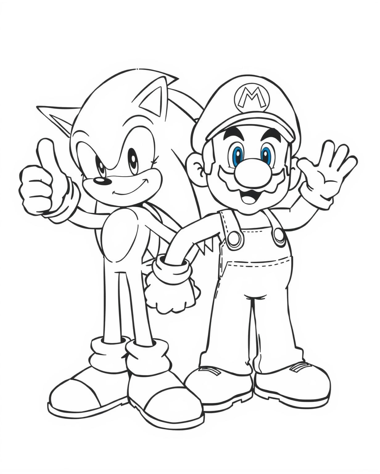 Sonic and Mario Coloring Page