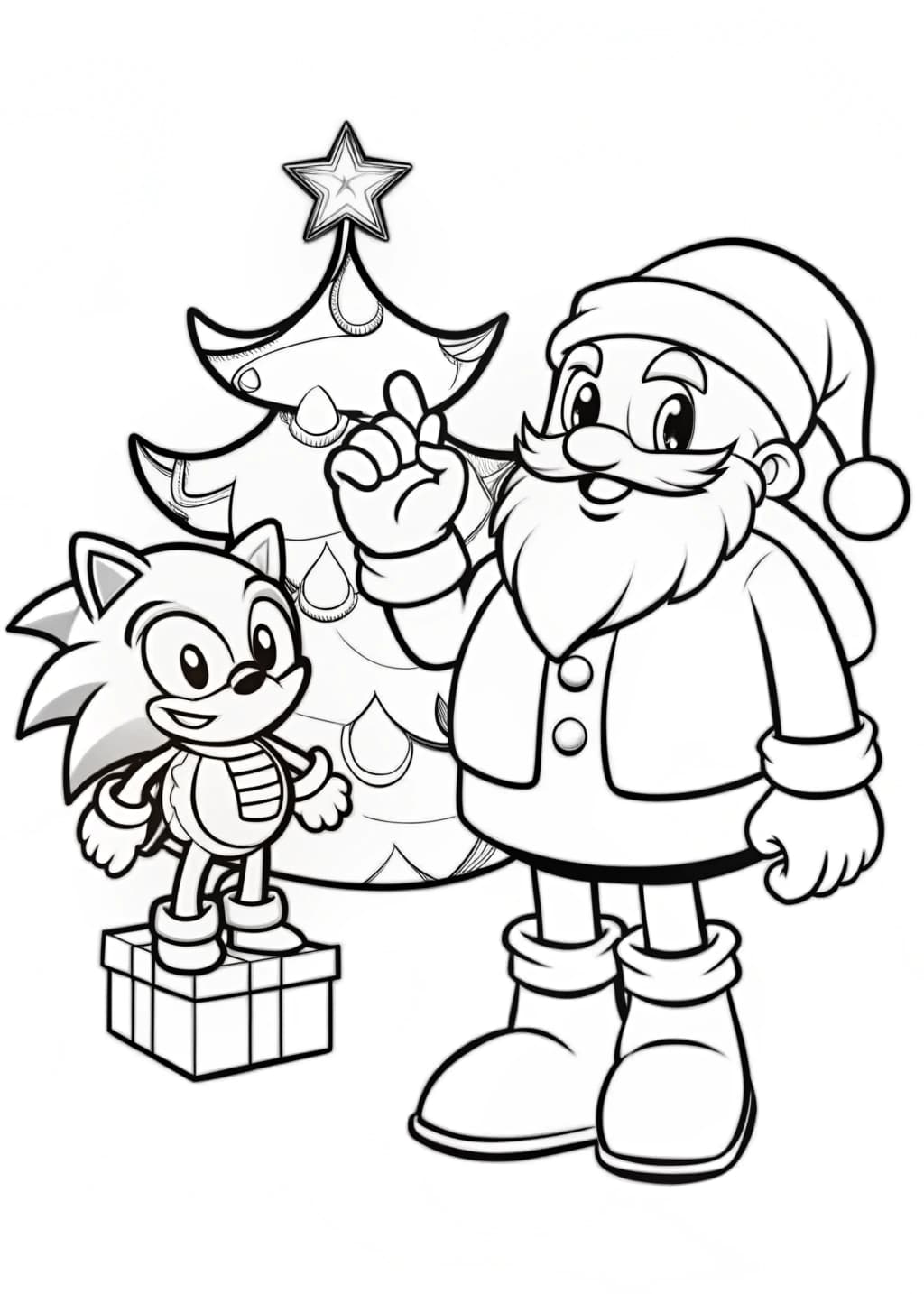 Sonic And Santa Coloring Page