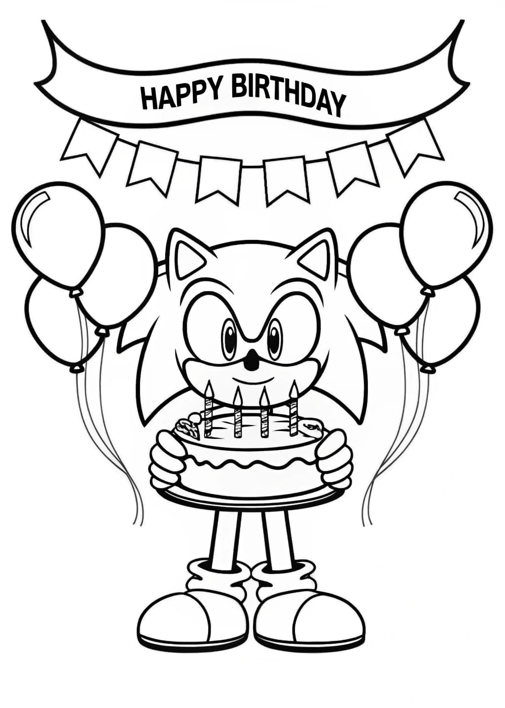 Sonic Happy Birthday Coloring Page