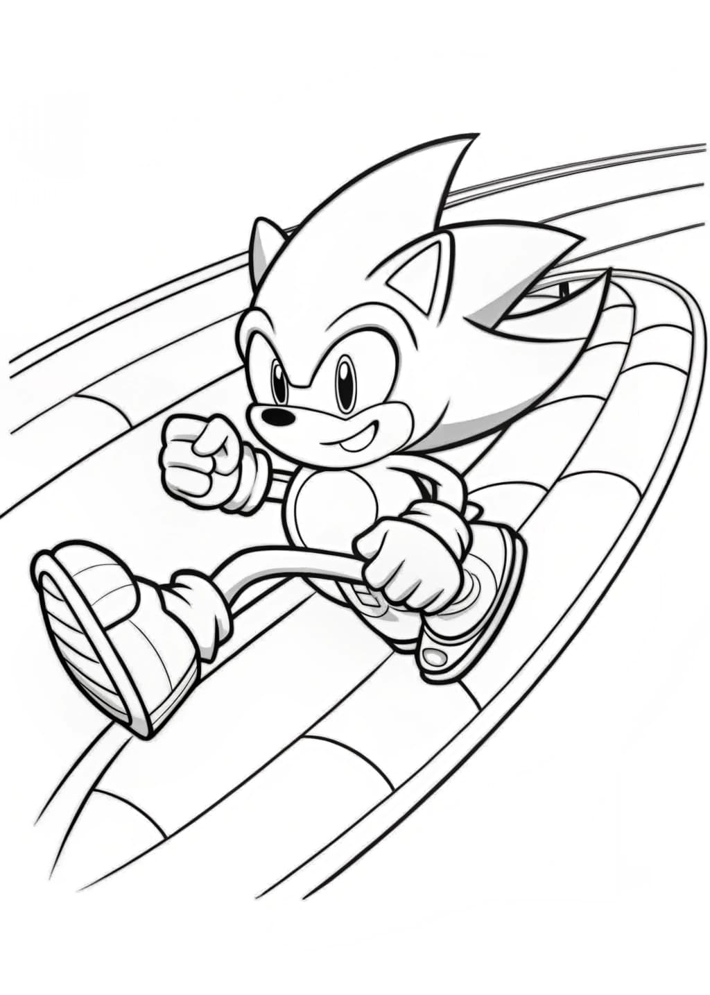 Sonic On A Fast Race Coloring Page