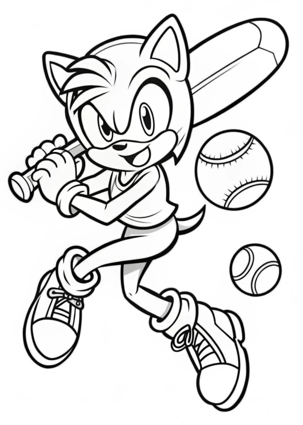 Sonic Playing Baseball Coloring Page