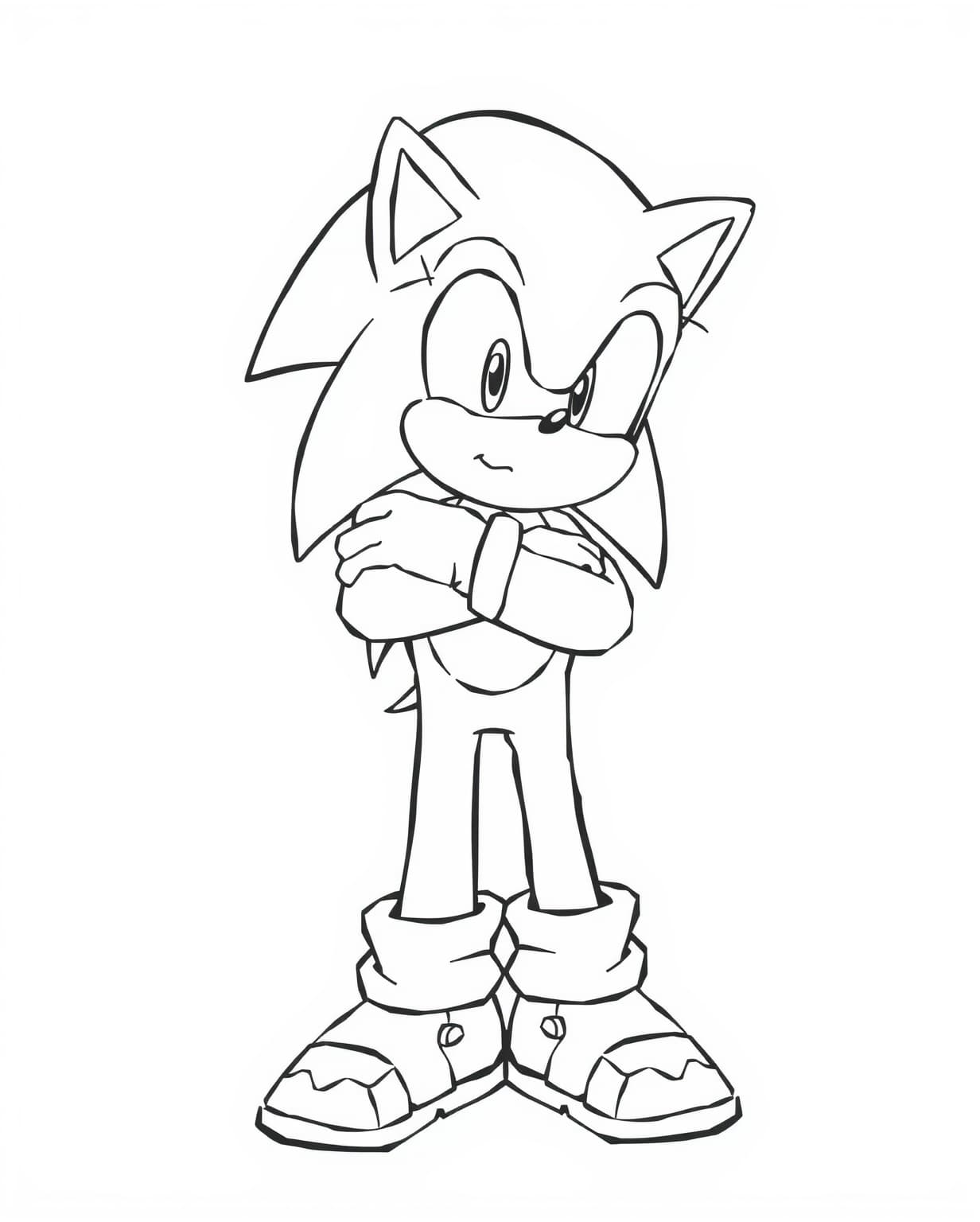 Sonic Standing with a Confident Pose Coloring Page