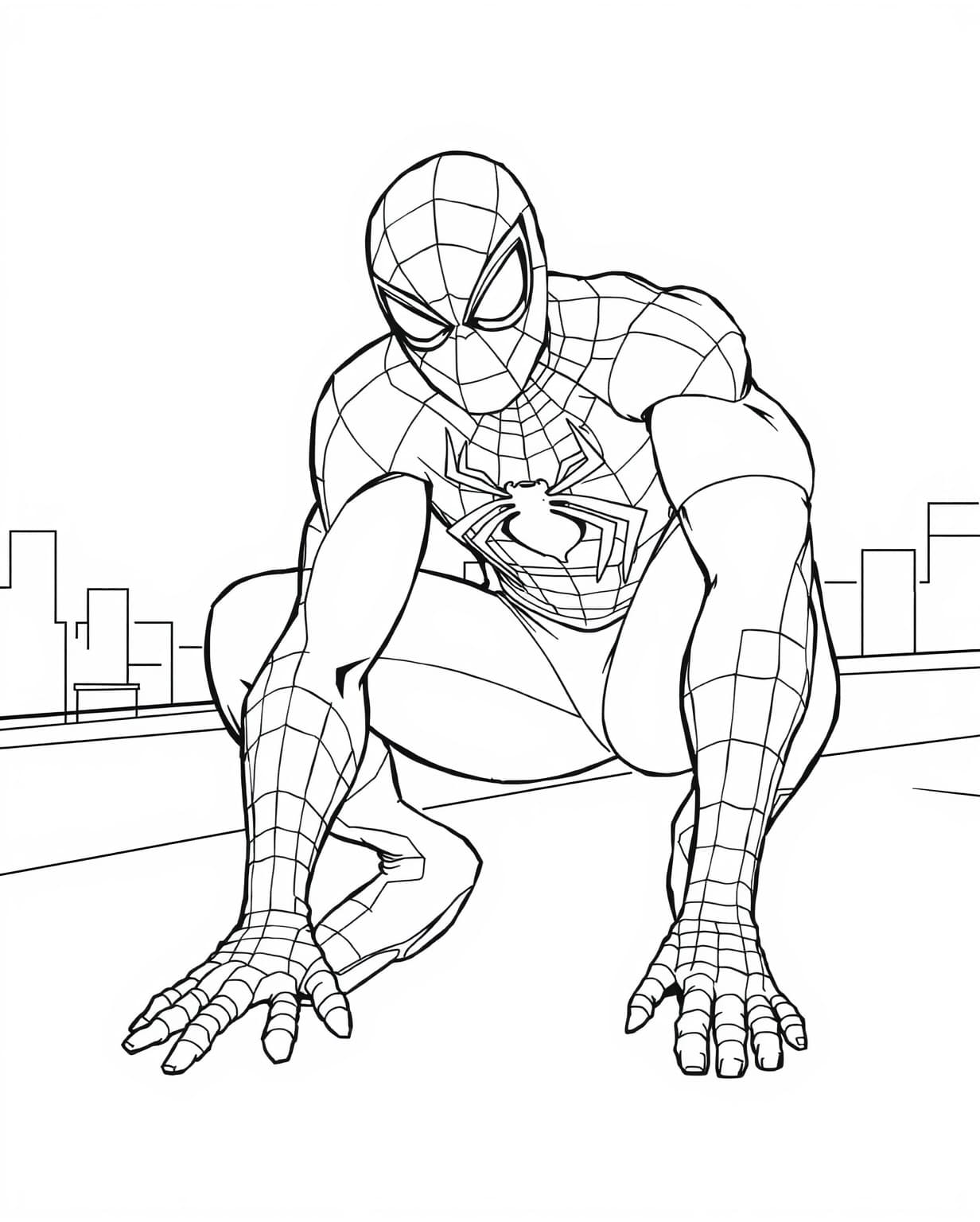 Spider-Man in Classic Pose Coloring Page