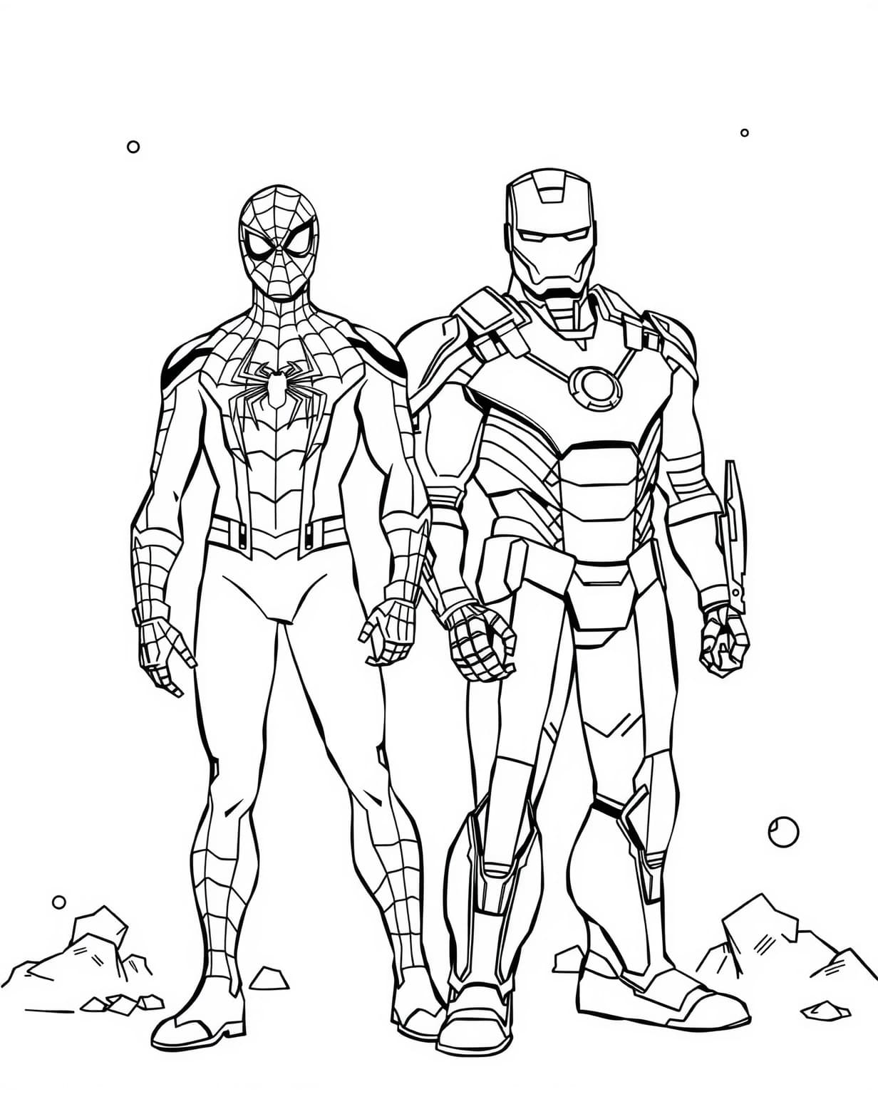 Spiderman and Ironman Coloring Page