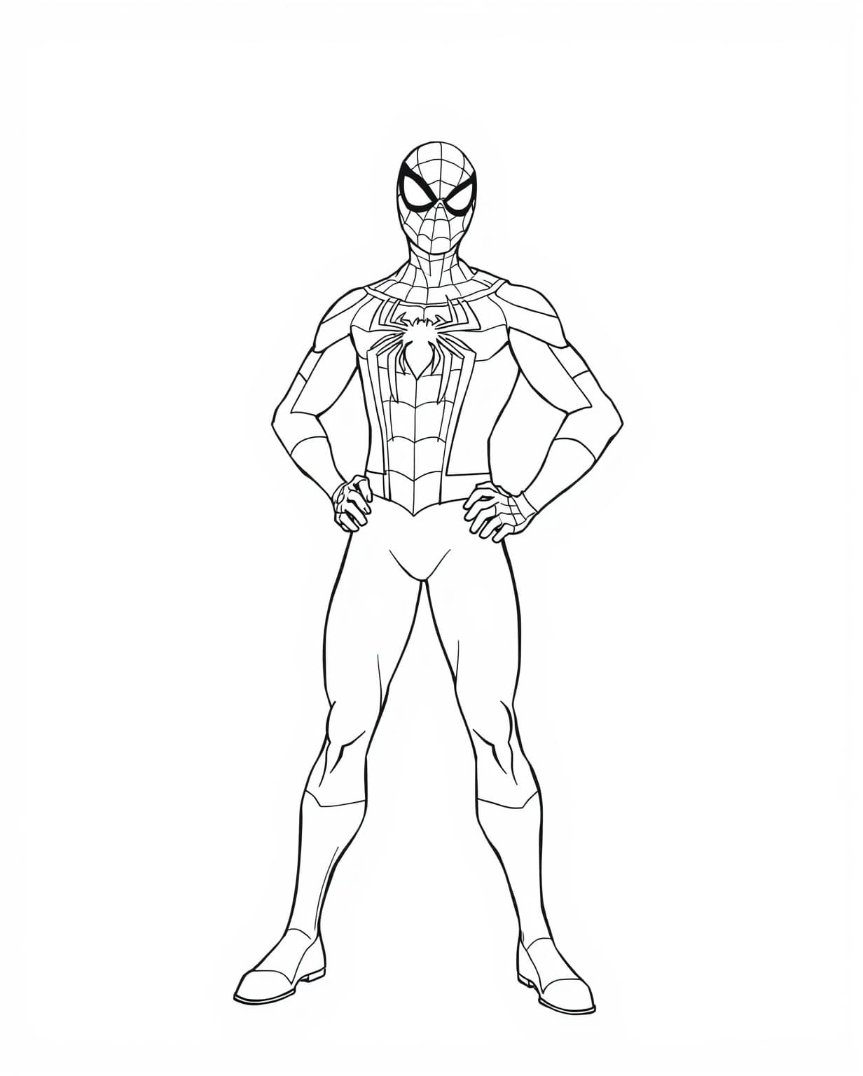 Spiderman Standing Heroically Coloring Page