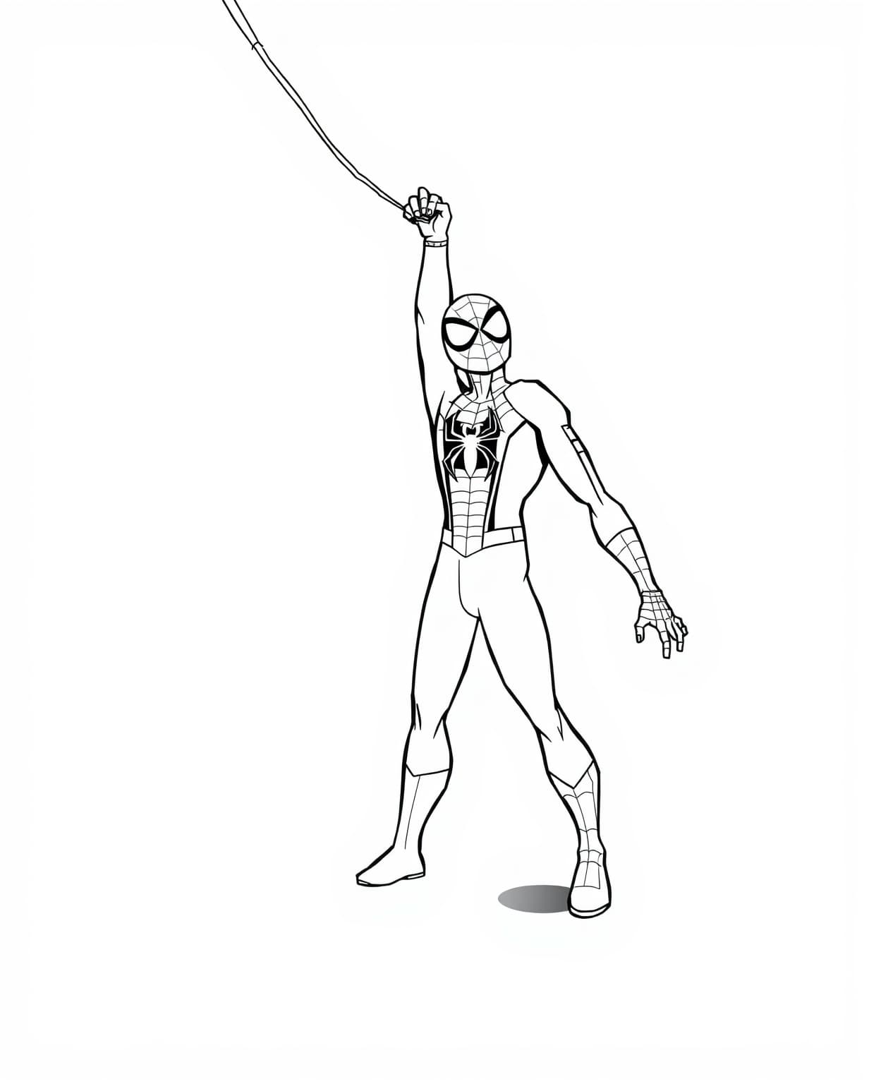 Spiderman Web-Slinging Upward Coloring Page