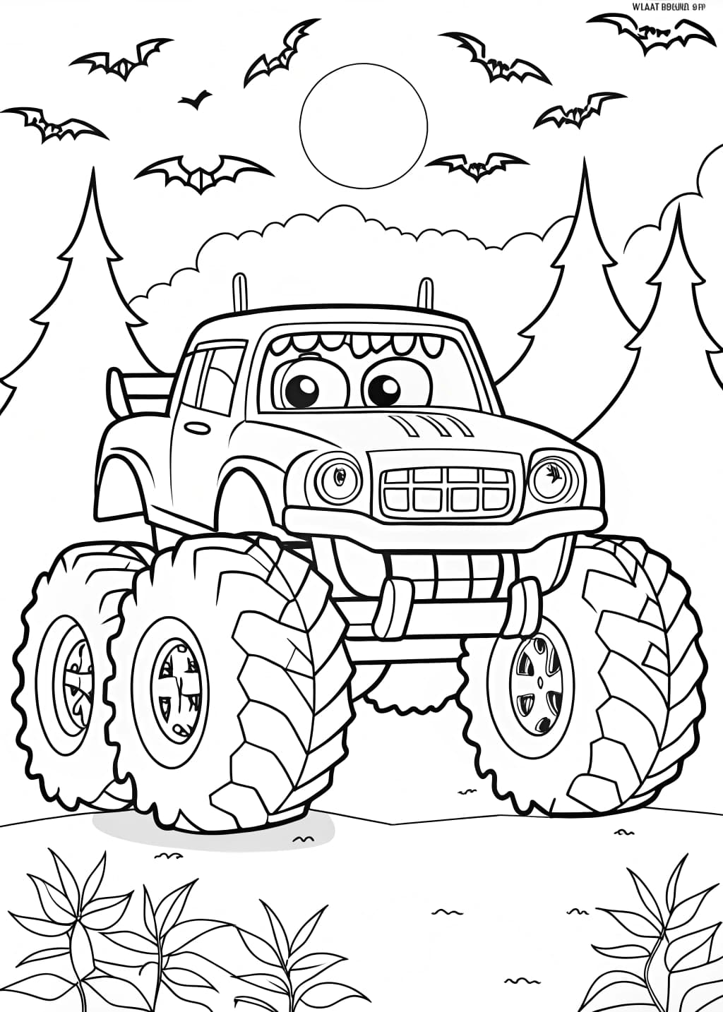 Spooky Monster Truck Coloring Page
