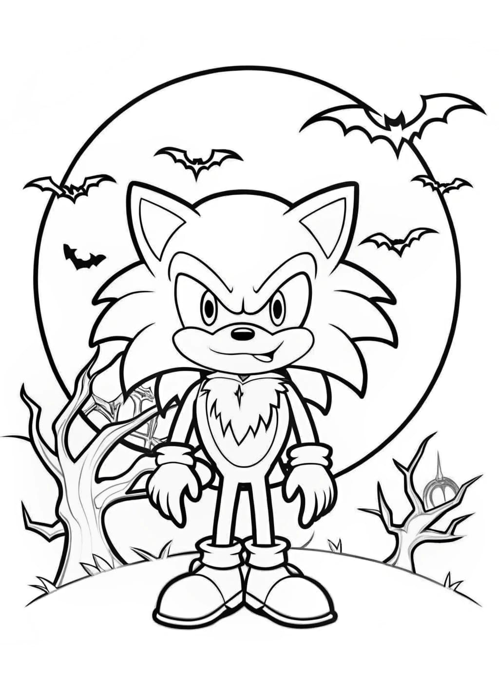 Spooky Werehog Sonic Coloring Sheet