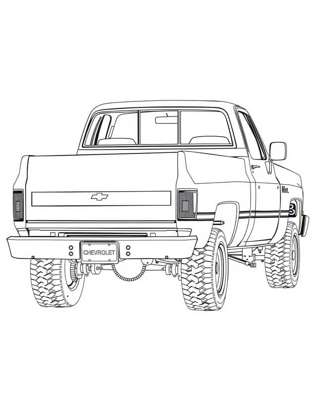 Jacked Up Chevy Truck Coloring Page - Lifted Silverado Art