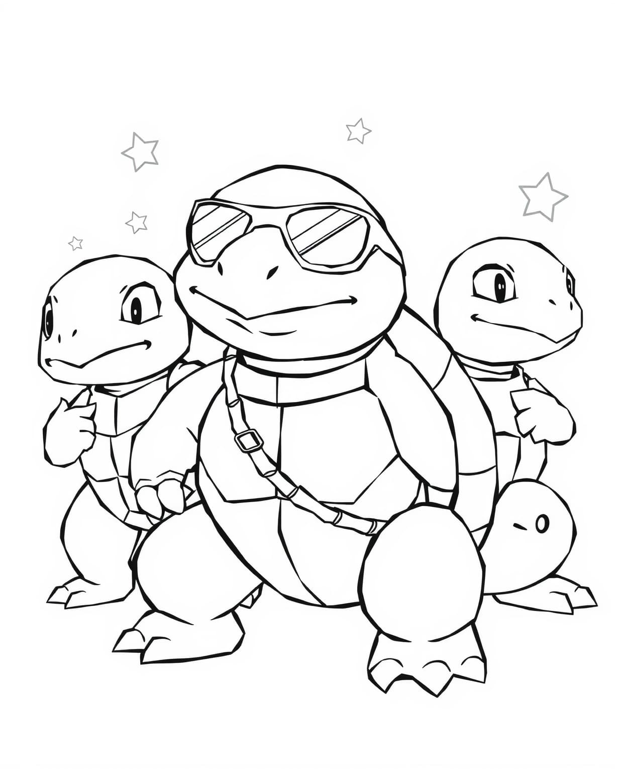 Squirtle Squad Leader Coloring Page