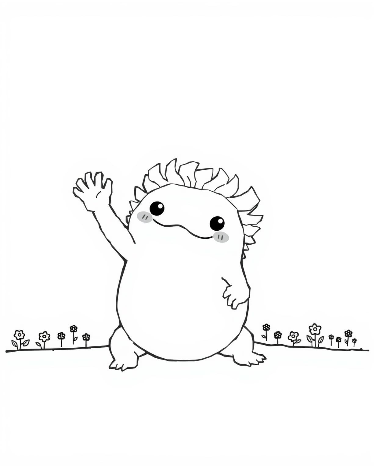 Squishmallow Axolotl Waving Hello Coloring Page