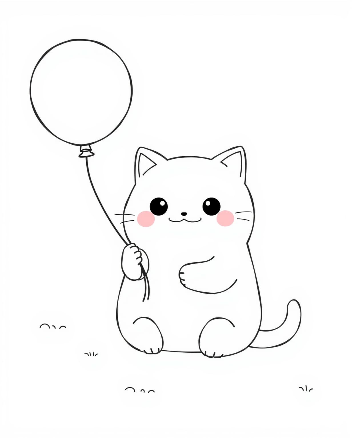 Squishmallow Cat Holding a Balloon Coloring Page