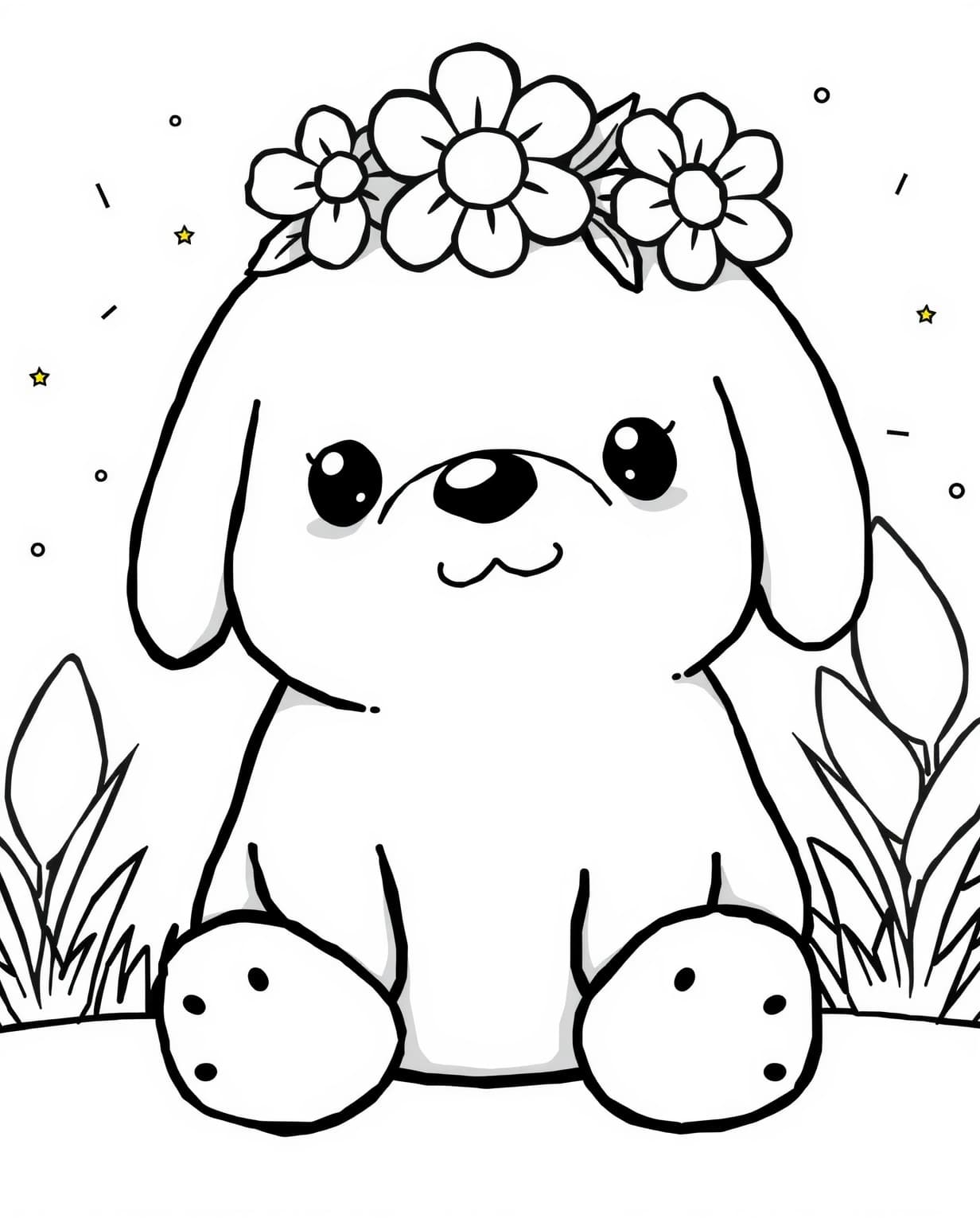  Squishmallow Dog with a Flower Crown Coloring Page