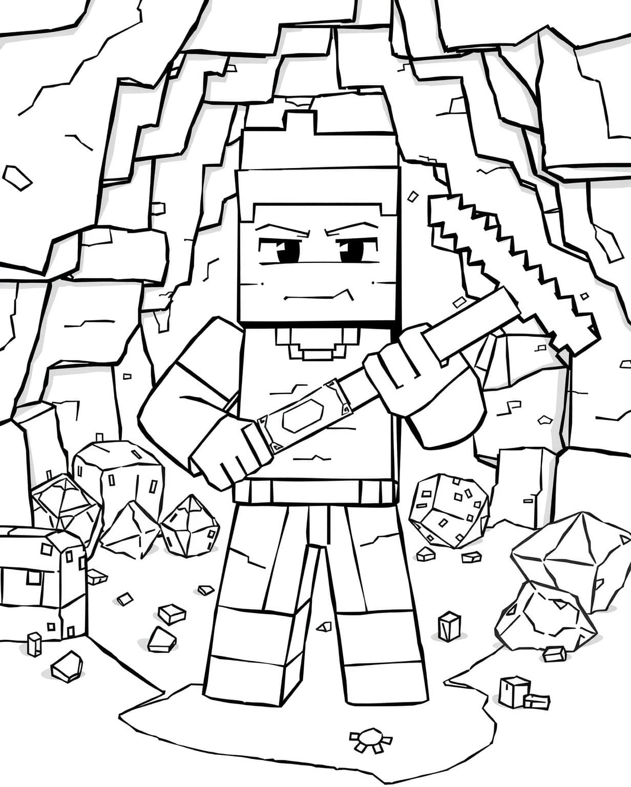Steve Minecraft Coloring Page