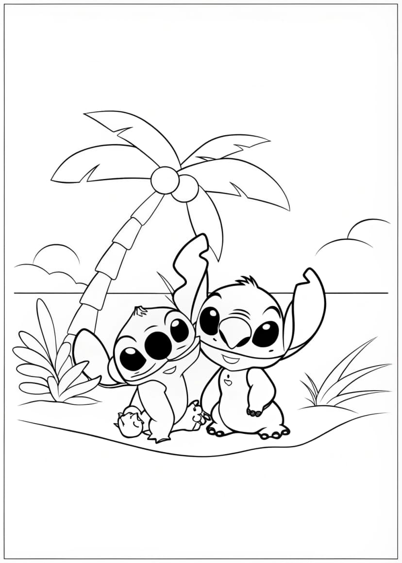 Stitch And Angel Coloring Page - Free Printable