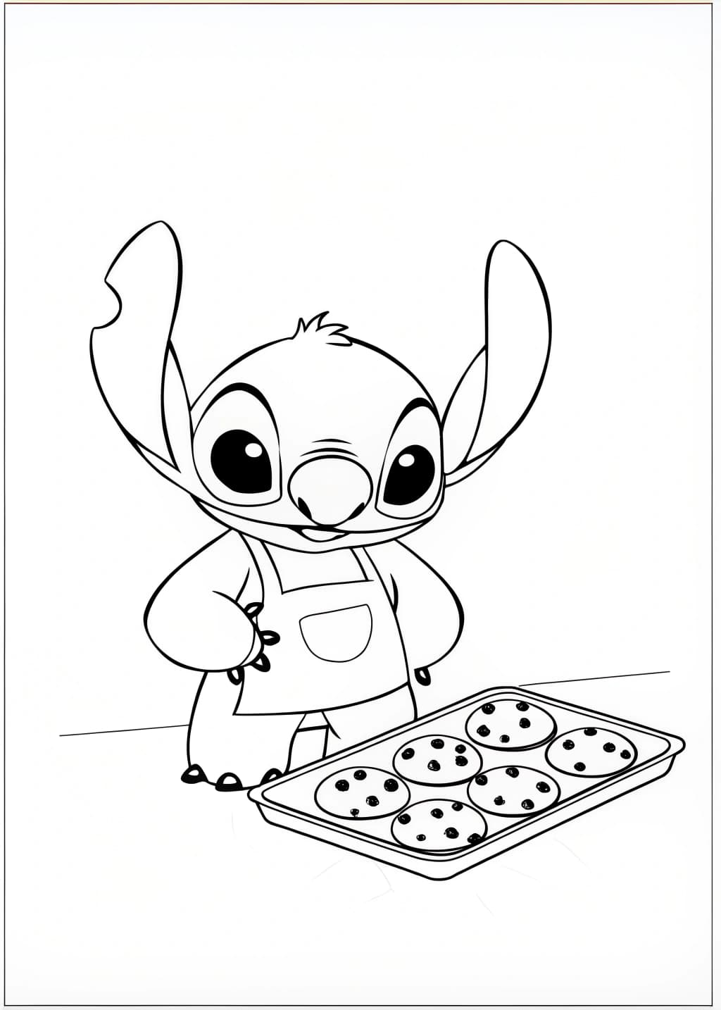 Stitch Baking Cookies Coloring Page