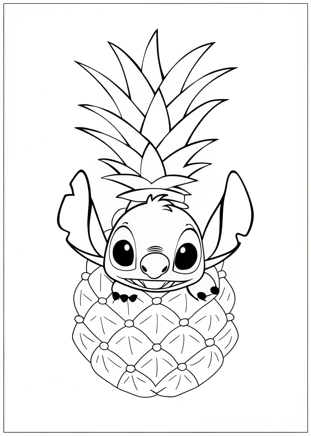 Stitch In A Pineapple Coloring Page
