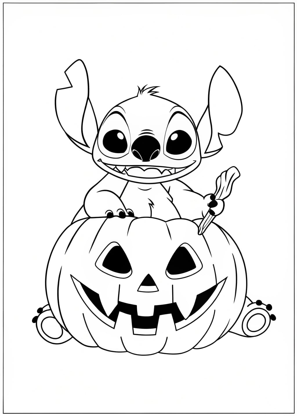 Stitch Pumpkin Coloring Page