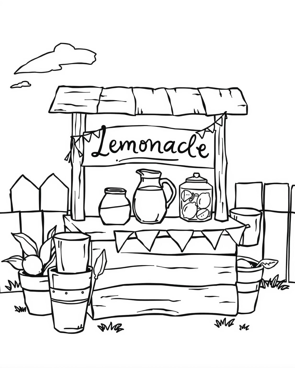 Summer Lemonade Stand Coloring Page
