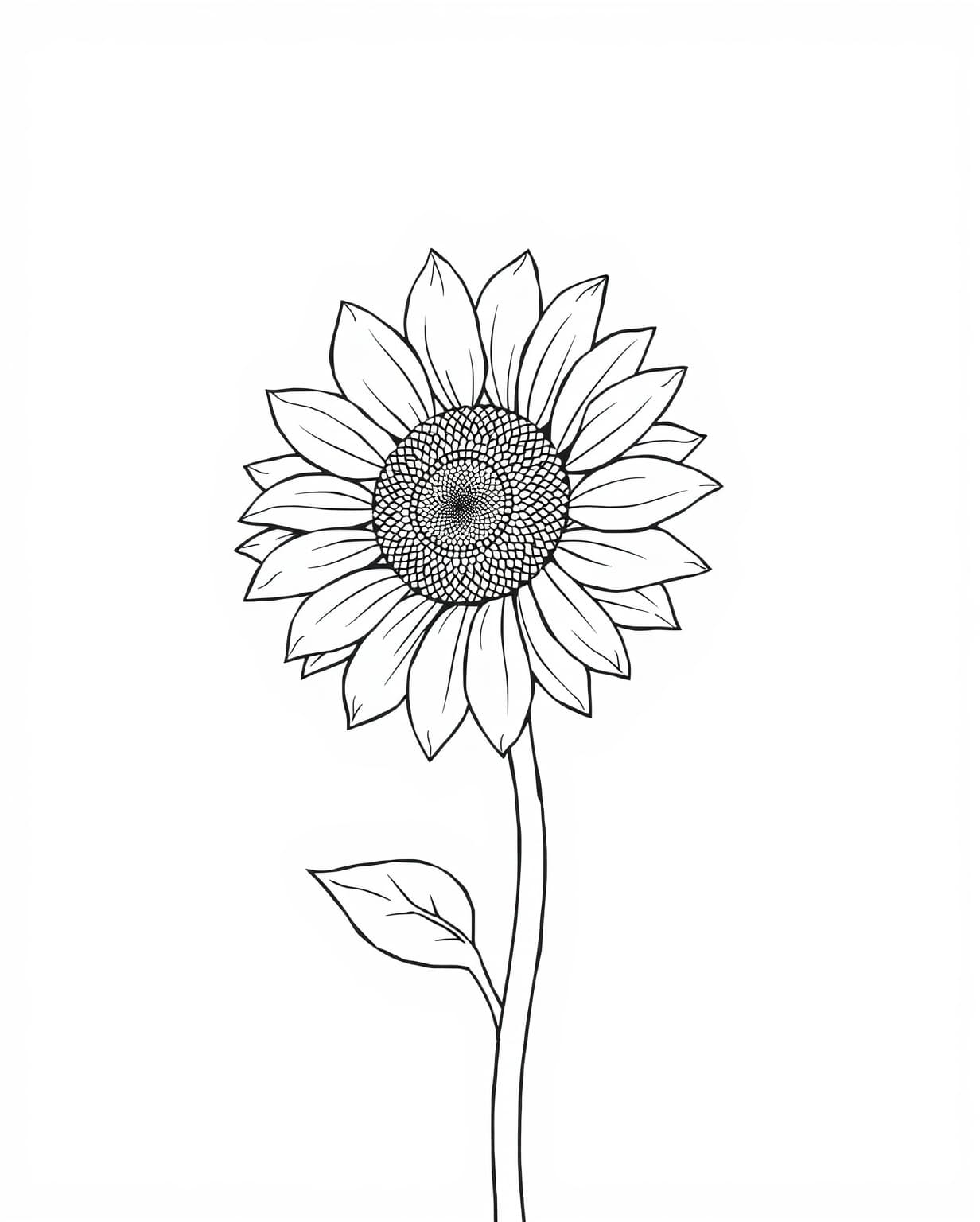 Sunflower in the Sun Coloring Page