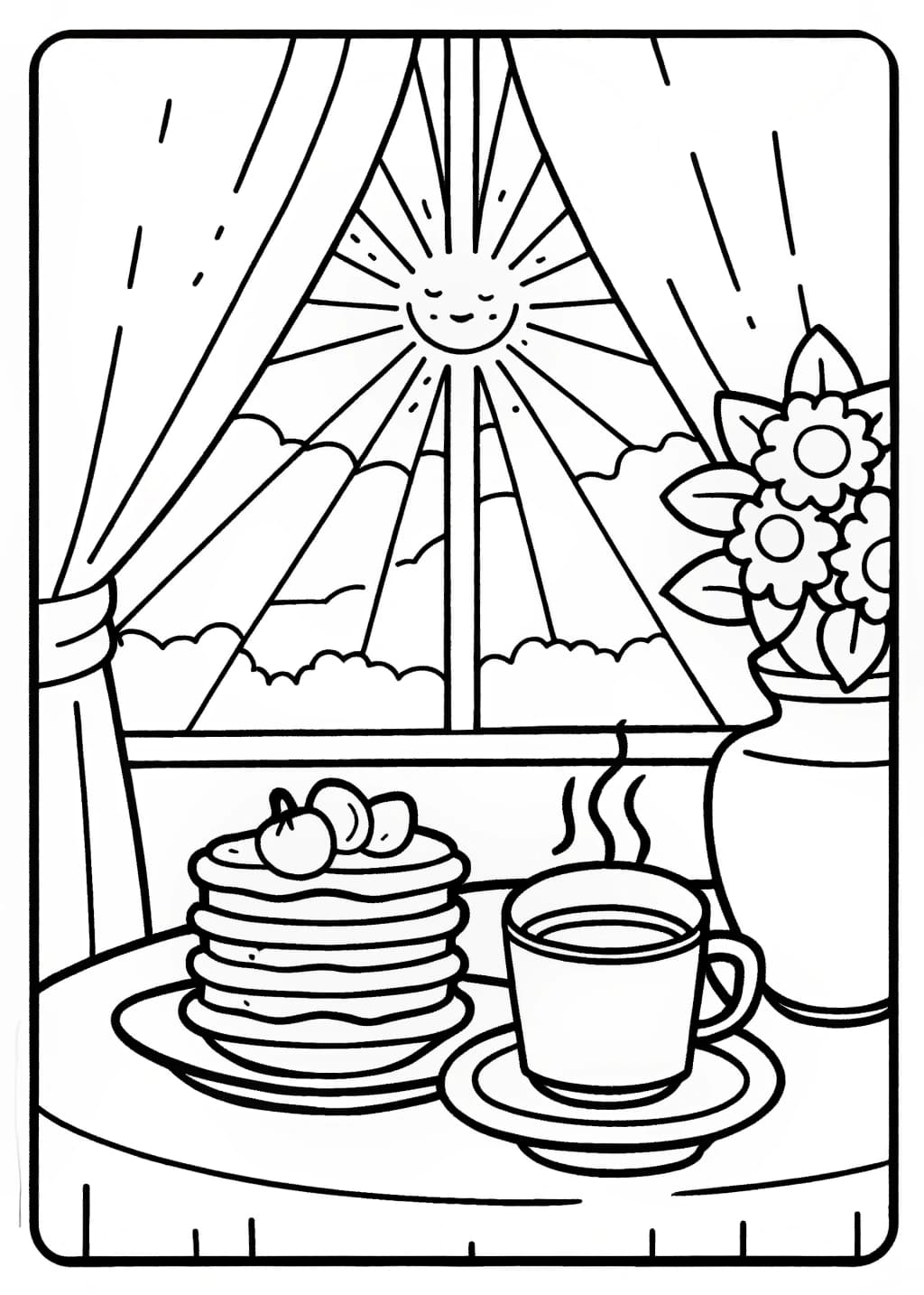 Sunlit Breakfast Table Coloring Page